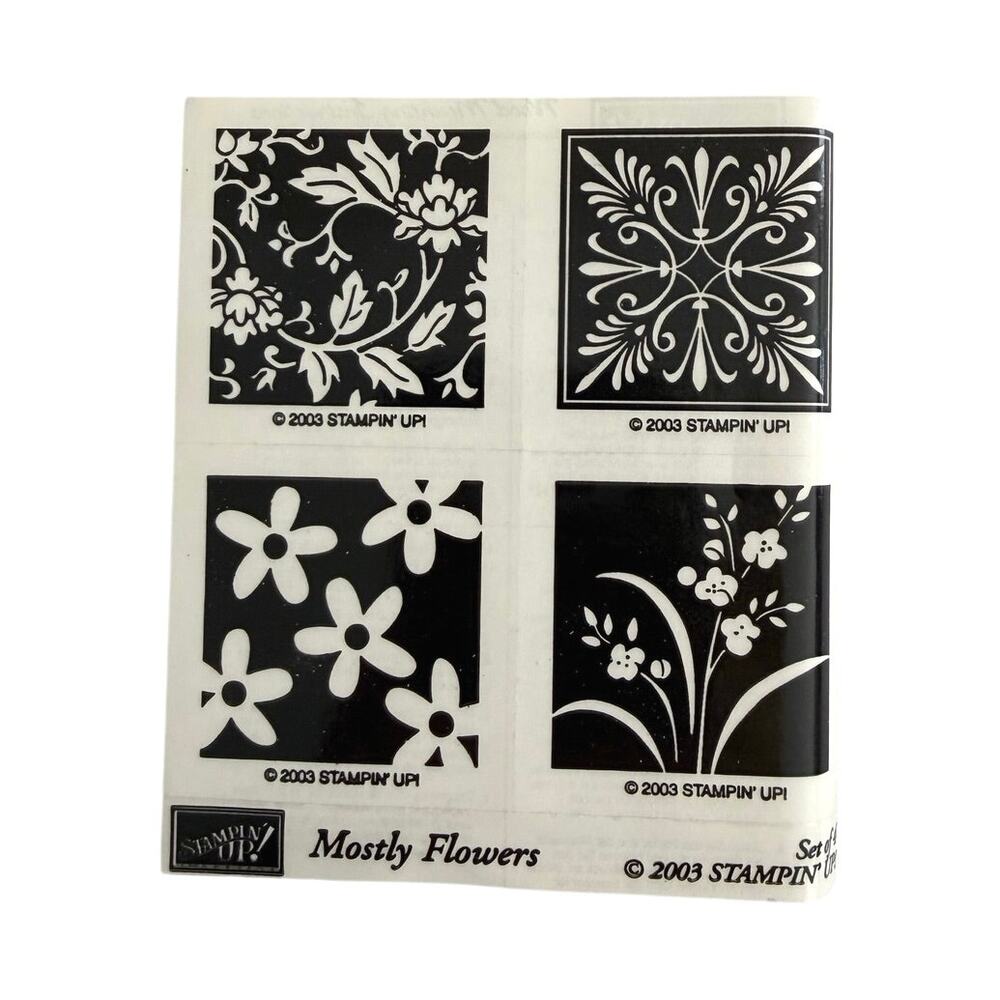 New in box Stampin’ Up set of 4 rubber stamps “Mostly flowers” - Picture 6 of 7